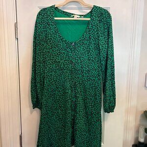 Boden Women's Dress Black/Green Floral Print.